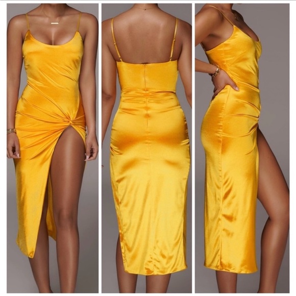 Fashion Nova Yellow Backless Dress - Picture 1 of 3